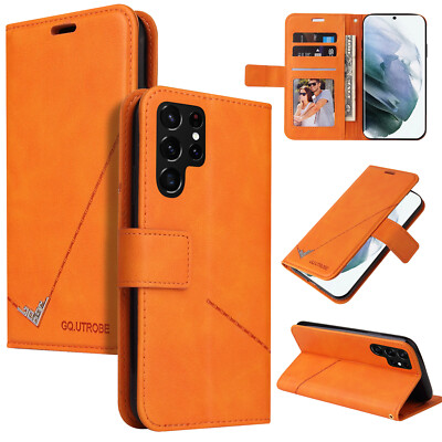 For Samsung S22 Ultra /S21/S21FE/S21 Magnetic PU Leather Wallet Stand Hard Case