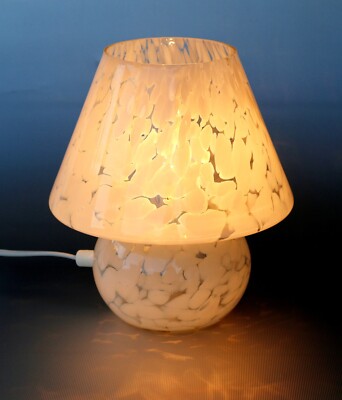 Peill & Putzler Tischlampe white stripes, Pilzform, H.~21,5cm, ~ 860g, ~ Vintage