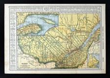 1917 Poates Map Quebec City Montreal Canada Gatinau Ottawa St. Anne Three Rivers