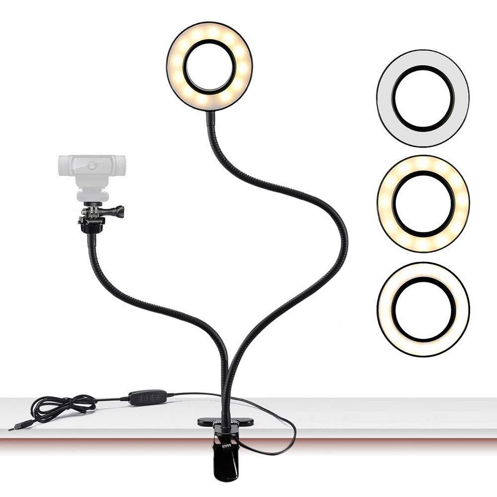 Webcam Light Stand for Live Stream Selfie Ring Light with Webcam Mount for Lo...-image