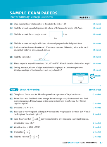 EXCEL SMARTSTUDY - MATHEMATICS YEAR 7 - Picture 3 of 6