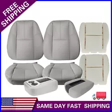 For 2007-2014 GMC Yukon Sierra 1500 2500 Bottom+Top Seat Cover Gray+Foam Cushion