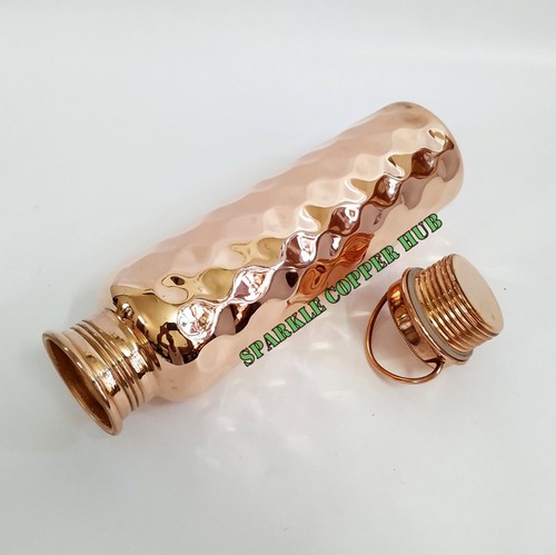 Health Benefits Pure Copper Diamond Finishing Handle Bottle Anniversary Gift Set - Picture 6 of 7