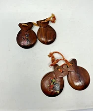 Vintage Pair of Wooden Castanets Matador Bull Bullfighting - Unmarked