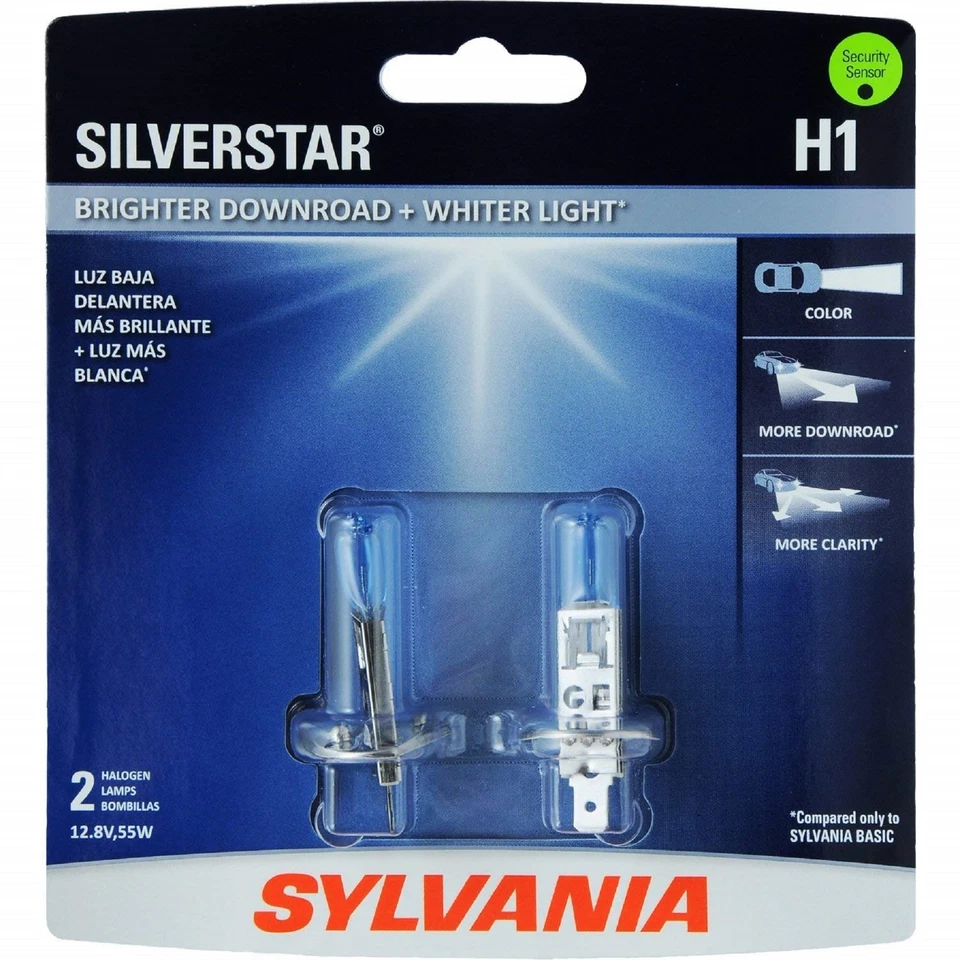 Sylvania Silverstar H1 55W Two Bulbs Head Light High Beam Upgrade Replacement EO - Image 2 of 4