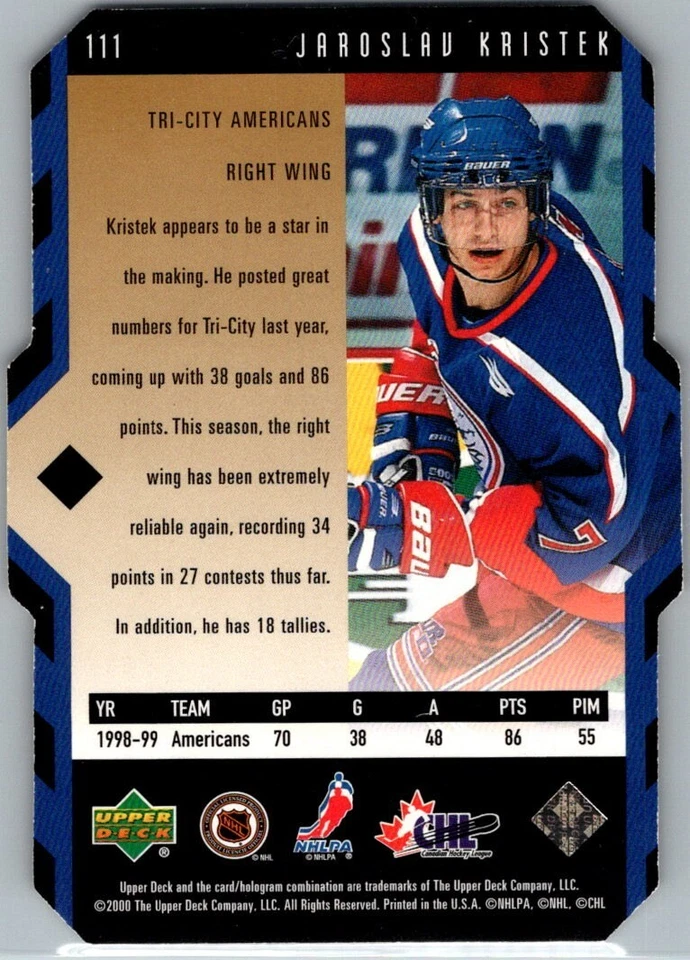 1999-00 Upper Deck Black Diamond Gold Diamond Cut #111 Jaroslav Kristek RC - Image 2 of 2
