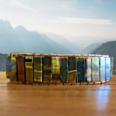 D-E Chakra Bracelet Homme Femme Pierres Naturelles Oeil de Tigre