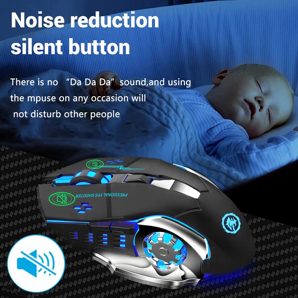 USB Rechargeable Wireless Mouse Gaming Computer Silent Bluetooth Mouse - Image 4 of 4