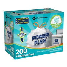 Member's Mark Power Flex Tall Kitchen Drawstring Trash Bags 13 Gallon 200 total
