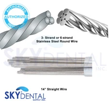 3-Strand or 6-Strand Endo Wires Dental 14-inch Straight Round Wire Steel 10/Pack