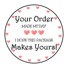 30 1.5" THANK YOU HEARTS MADE MY DAY FAVOR LABELS ROUND STICKERS  