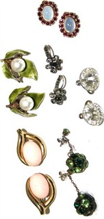 Fabulous mixed vintage midcentury glass beaded colorful Earrings Lot#424
