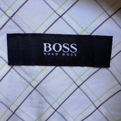 Hugo Boss Men Dress Shirt 16.5-36/37 White Neon Green Black Graph Check Malaysia