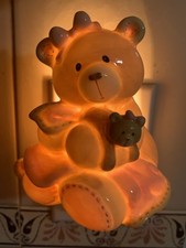 Baby Gund Nursery Pink Teddy Bear Porcelain Night Light On Off Switch Beautiful
