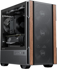 Genuine Walnut Micro ATX PC Case Black Tempered Glass Type-C Pre-Fans