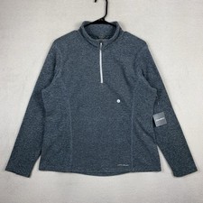 Eddie Bauer Women's Textured LS Fast Fleece 1/4 Zip Pullover Gray L Hiking NWT