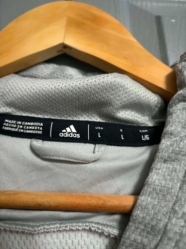Adidas grey textured Climalite pullover hoodie size L image 3