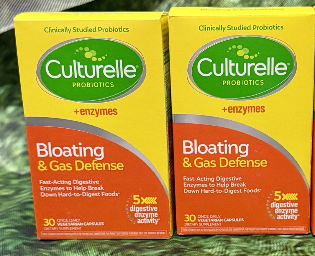 (2) Culturelle Probiotics + Enzymes Bloating Gas Defense 30 Ct Exp 07/26
