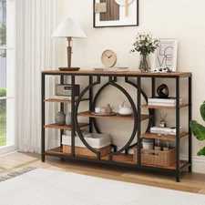 47" Industrial Console Tables for Entryway Rustic Sofa Table Behind Couch 4 T...