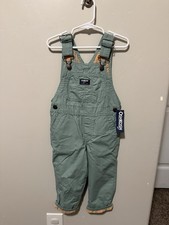 OshKosh B'gosh Green Cotton Overall 3T Unisex Adjustable Straps OEKO-TEX