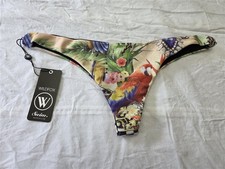 NWT WILDFOX L Twisted Brazilian Checked Bikini Bottoms Swim 131634