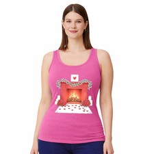 Fireplace Heart Rose Womens Vest Tank Top Valentines Gift For Her