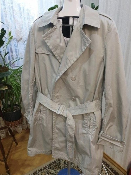 Men Karl Lagerfeld Trench Coat Grey Cotton 40/L/48