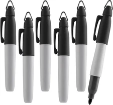 Mini Permanent Markers, Assorted Colours, Fine Point, 6 Count (Black)