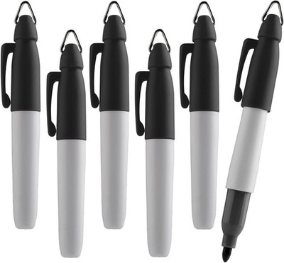 Mini Permanent Markers, Assorted Colours, Fine Point, 6 Count (Black)