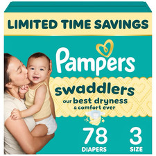 Pampers Swaddlers Size 3 Disposable Baby Diapers 78 ct 13-26 lb 