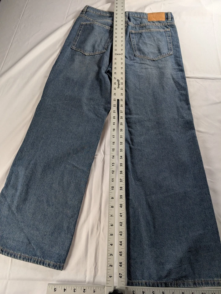 Pantalones de mezclilla para mujer H&M DIVIDED EE. UU. 12 pierna ancha lavado azul 30" entrepierna Foto 4 de 4