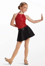 Dance Costume XL Child Red Weissman 16254 Jazz Tap Ballet 3 in 1 Tutu Skirt