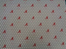 UNIVERSITY of ALABAMA ROLL WHITE /RED "A" BRAND NEW 1/2 YARD 100 COTTON