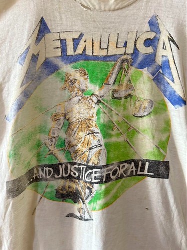 Metallica Skull 80s Vintage T-Shirt M Good Fade Band Tee 1989 Tour Back Skul - Bild 6 von 10