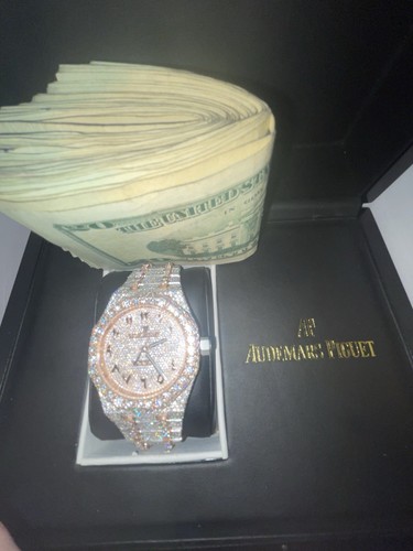 Audemars Piguet Royal Oak Iced Out Custom Two Tone Rose Gold Diamond Watch