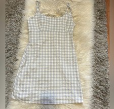 White Blue Plaid Mini Dress Size:S/M
