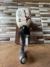 Vintage Hollie Hobbie Wall Mount Coffee Grinder Wood Hand Crank