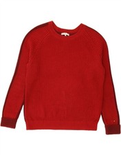 TOMMY HILFIGER Mens Crew Neck Jumper Sweater Small Red Cotton BA12