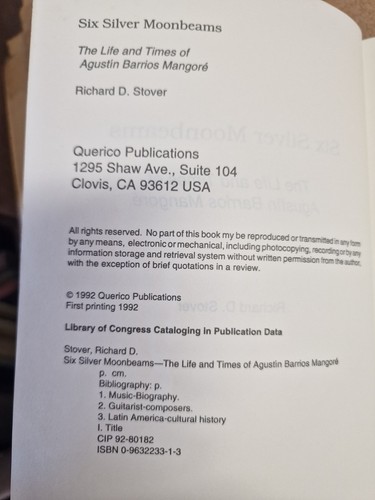 Six Silver Moonbeams, Agustin Barrios Mangore Biography, Stover, Guitar (photo 4)