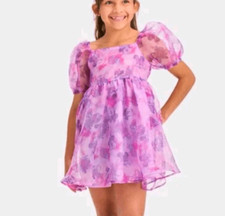 Minnie Mouse Disney purple organza puff sleeve dress girls 6/7