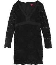 GUESS Womens Floral Lace Overlay Bodycon Dress, black, XS