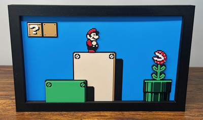 Super Mario Bros 3 NES 3D Wall Art   World 1 Scene Layered Pixel Diorama