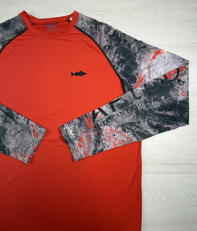 AFTCO Aftech Fishing Shirt Long Sleeve Red Performance Stretch Wicking Mens M - Image 3 of 4