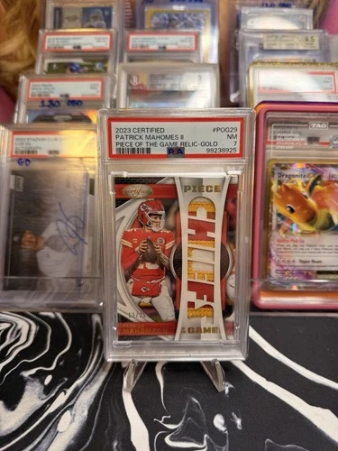2023 Panini Certified - POTG Relic GOLD/25 Patrick Mahomes II POG-29 PSA 7 NM