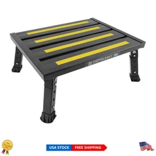 Stable Foldable RV Step Stool - Easy Carry, Non-Slip Feet, Black Aluminum