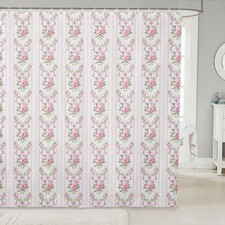 Floral Bow Shower Curtains Pink Flower Bowknot Bathroom Curtains for Kids Gir...