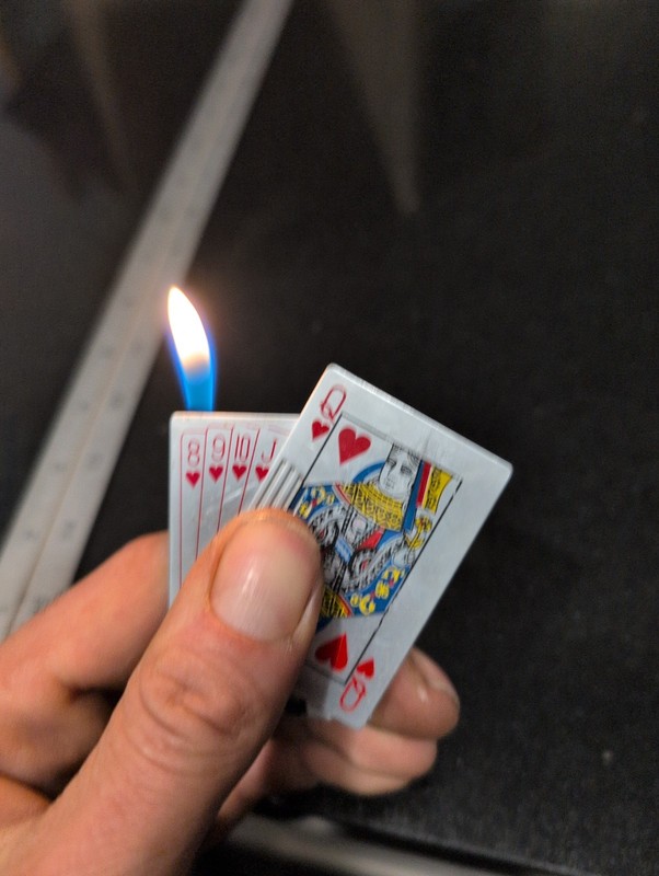 Queen of Diamonds Playing Card Novelty Lighter Silver Red Yellow Blue Black Tone
