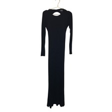 Lulus Up and Coming Black Long Sleeve Maxi Dress M Knit Backless