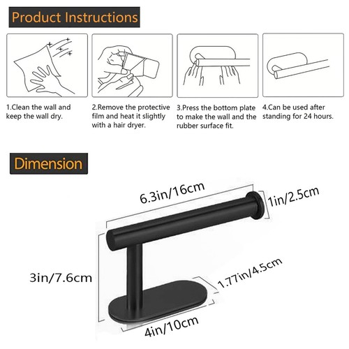 Toilet Paper Holder - Self Adhesive Wall Mount For Bathroom Sus 304 Stainless - Picture 7 of 7