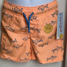 NWT Toddler Boys 3T Cat  Jack Water Reactive Orange Shark Swim Shorts Trunks